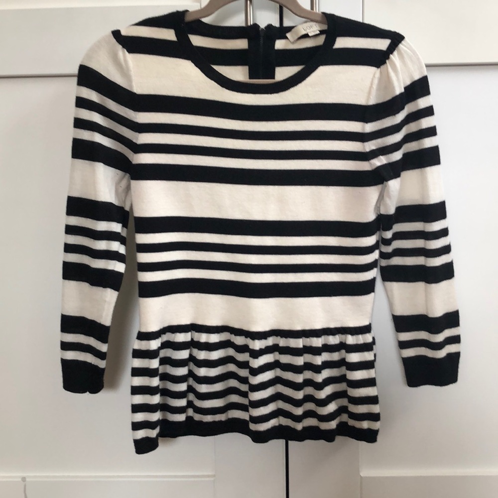 Ann Taylor Loft Black and White Striped Sweater